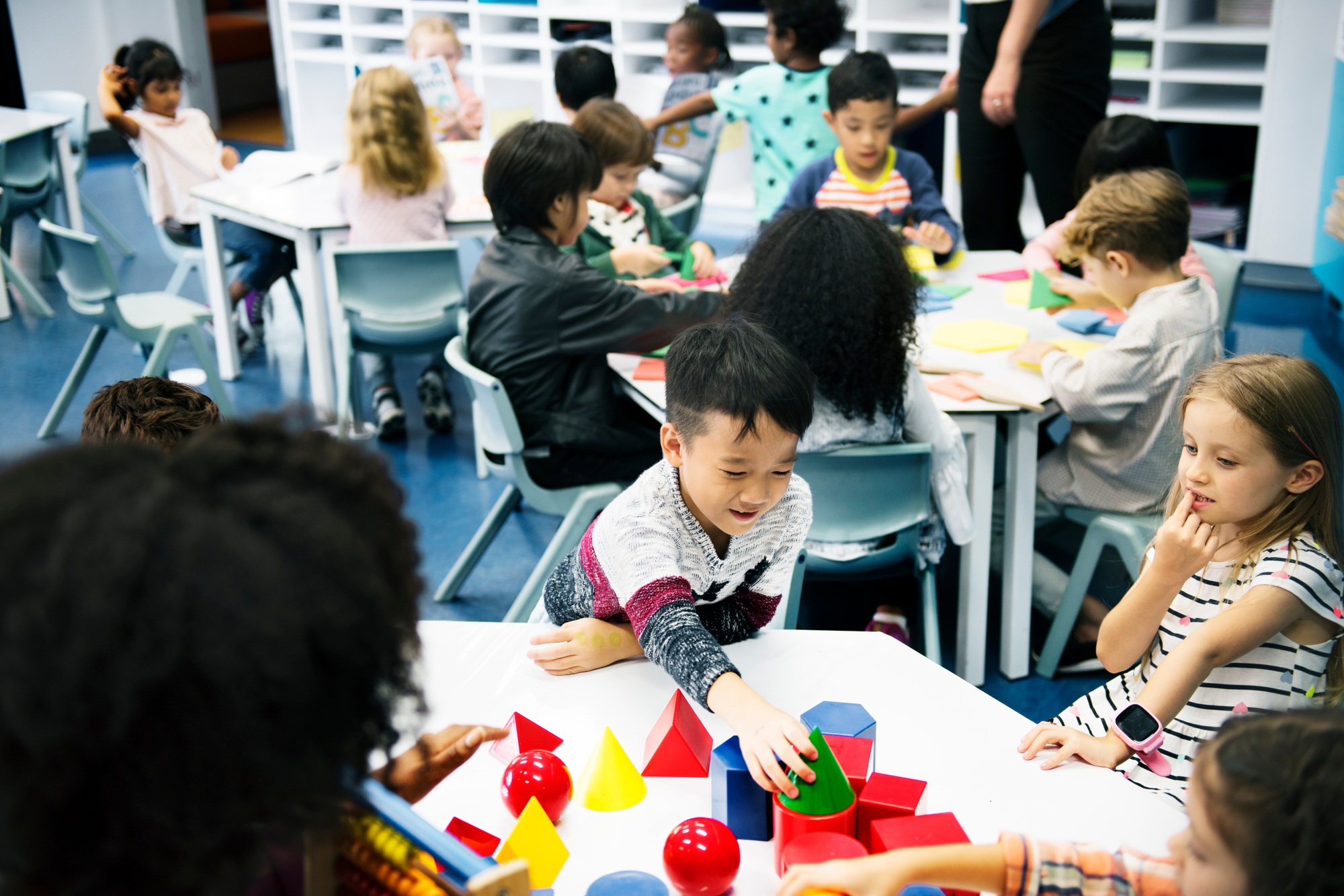 Group of diverse students at daycare